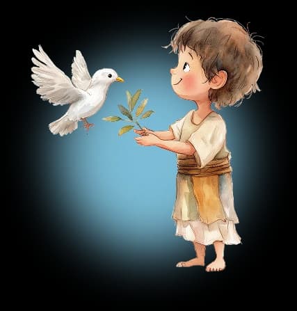 Young boy with dove