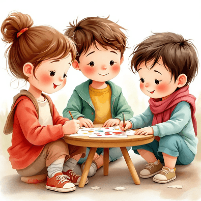 Children practicing the virtue of loyalty.